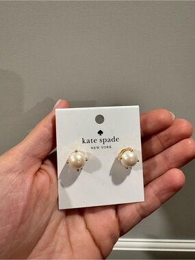 kate spade gold-tone faux pearl stud earrings